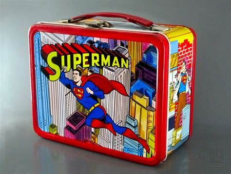 Vintage 1970s Superman Metal Lunchbox W/Thermos 